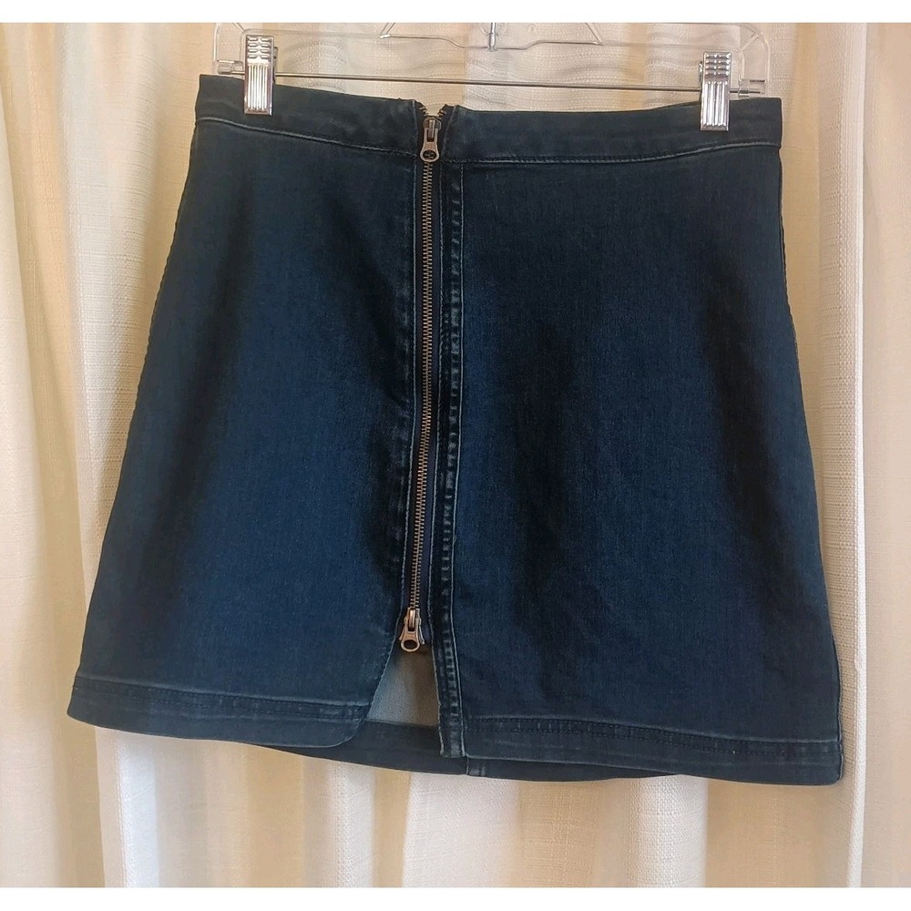 Free People Women's Size 8 This Way or That Way Denim‎ Zip Mini Skirt Dark Wash